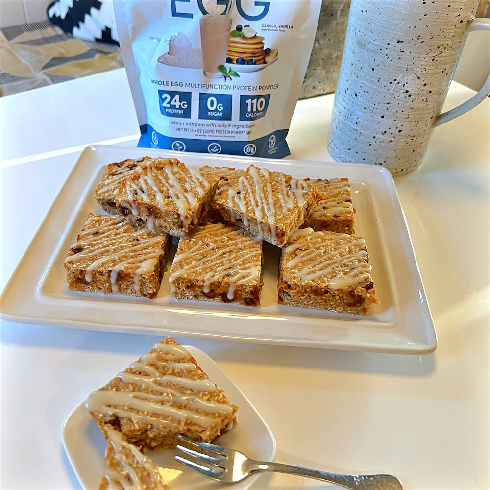 Baked Cinnamon Roll Protein Squares