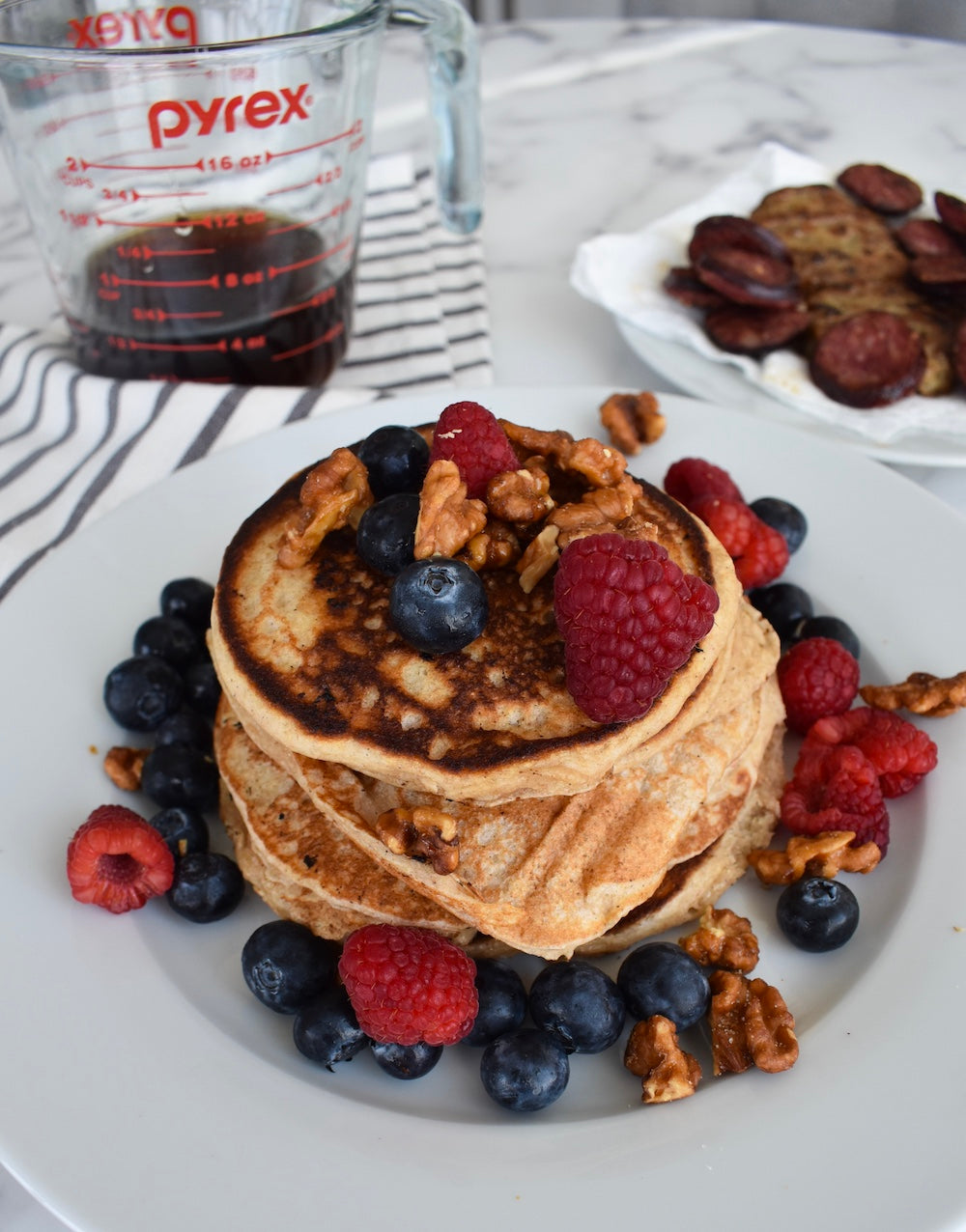 Gluten Free Protein Banana & Chocolate Chip Pancakes