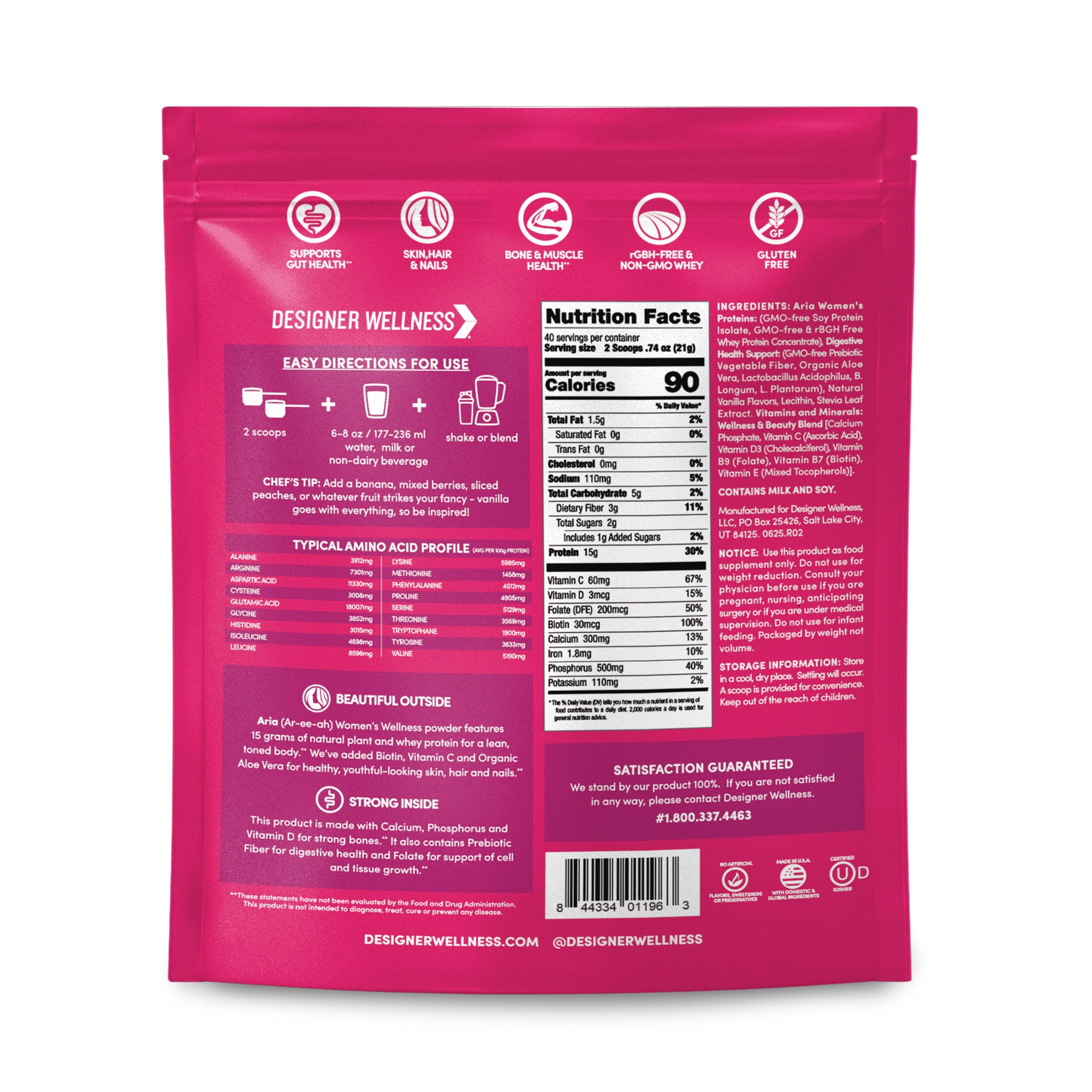 Vanilla Blossom Women's Wellness Protein Powder, 1.85 lb | Aria