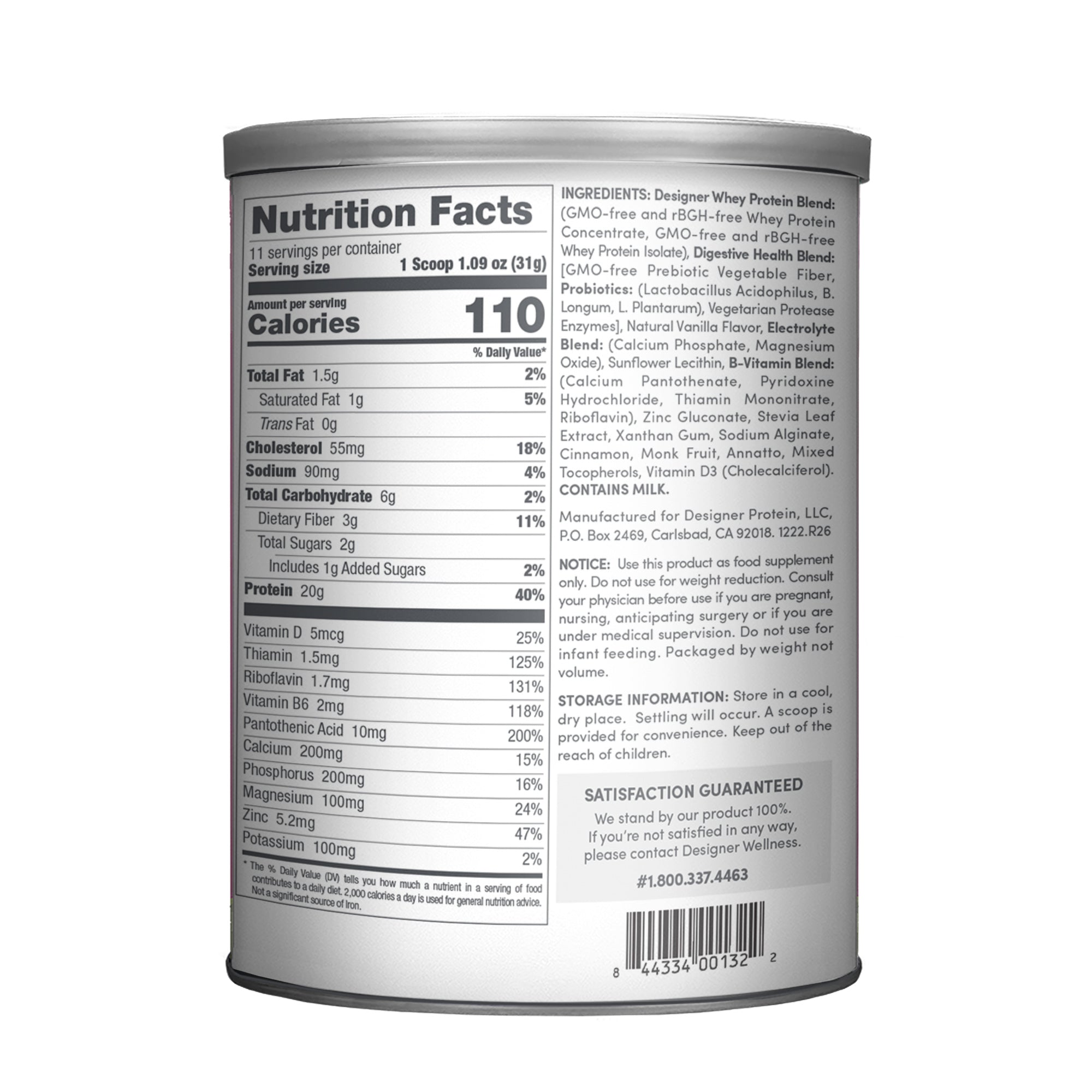 Vanilla Designer Whey 12 oz : 100% Whey Protein Powder- Designer Protein ® (6695748174004)