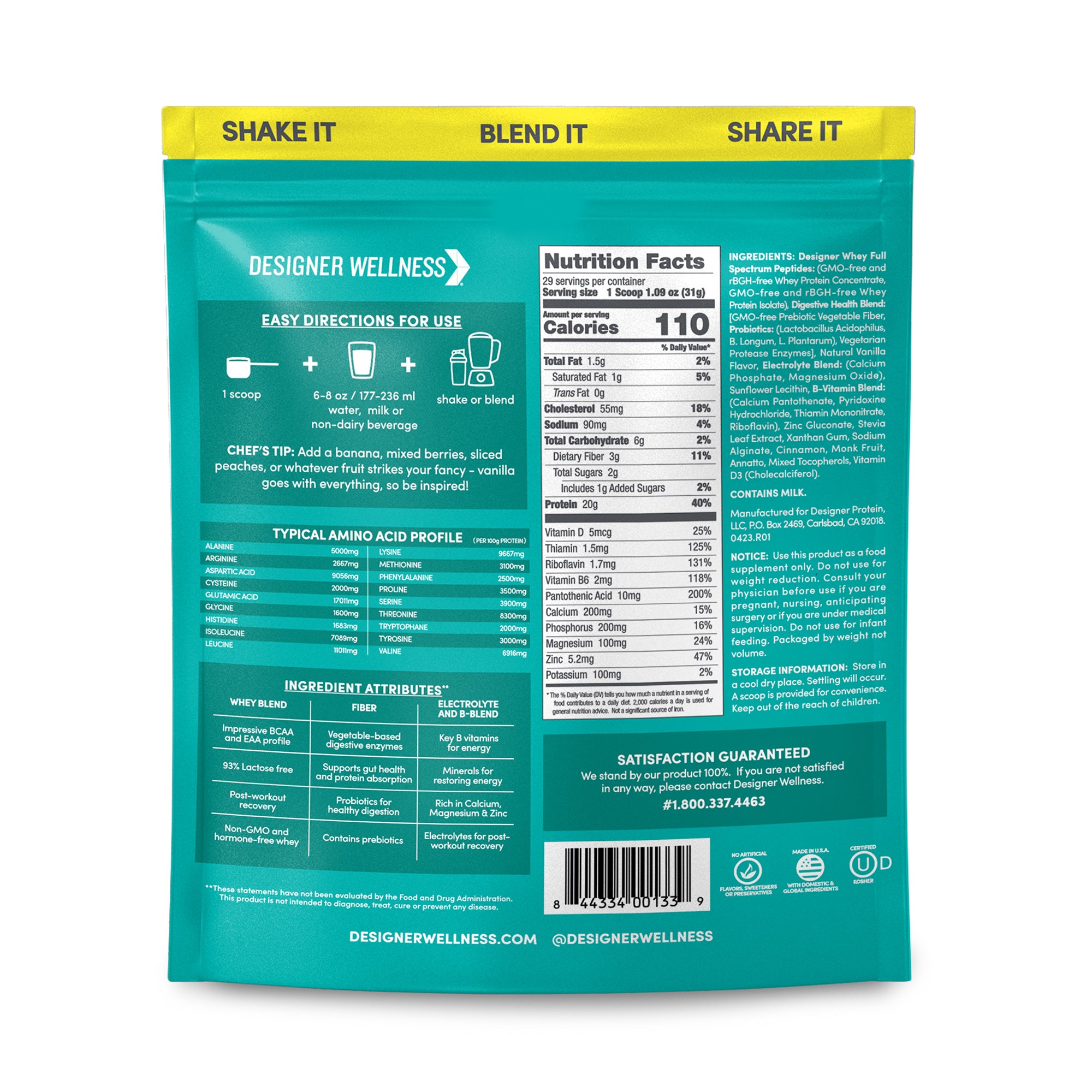 Vanilla Designer Whey 2 lb : 100% Whey Protein Powder- Designer Protein ® (6696058421428)