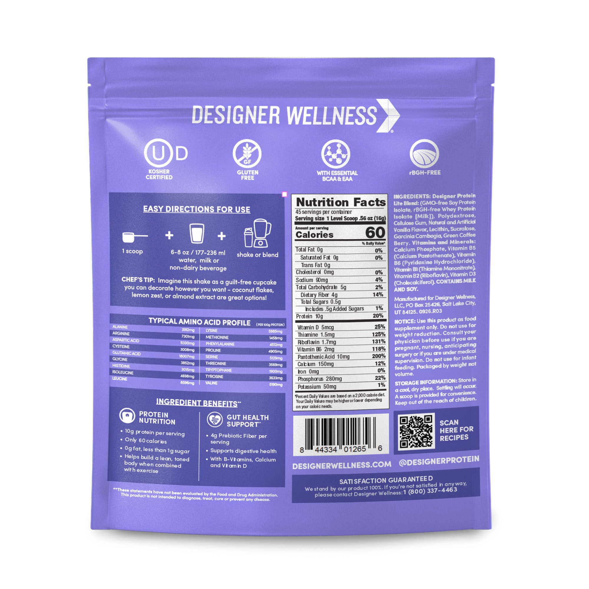 Vanilla Cupcake Low Calorie Protein Powder, 1.6 lb | Designer Lite
