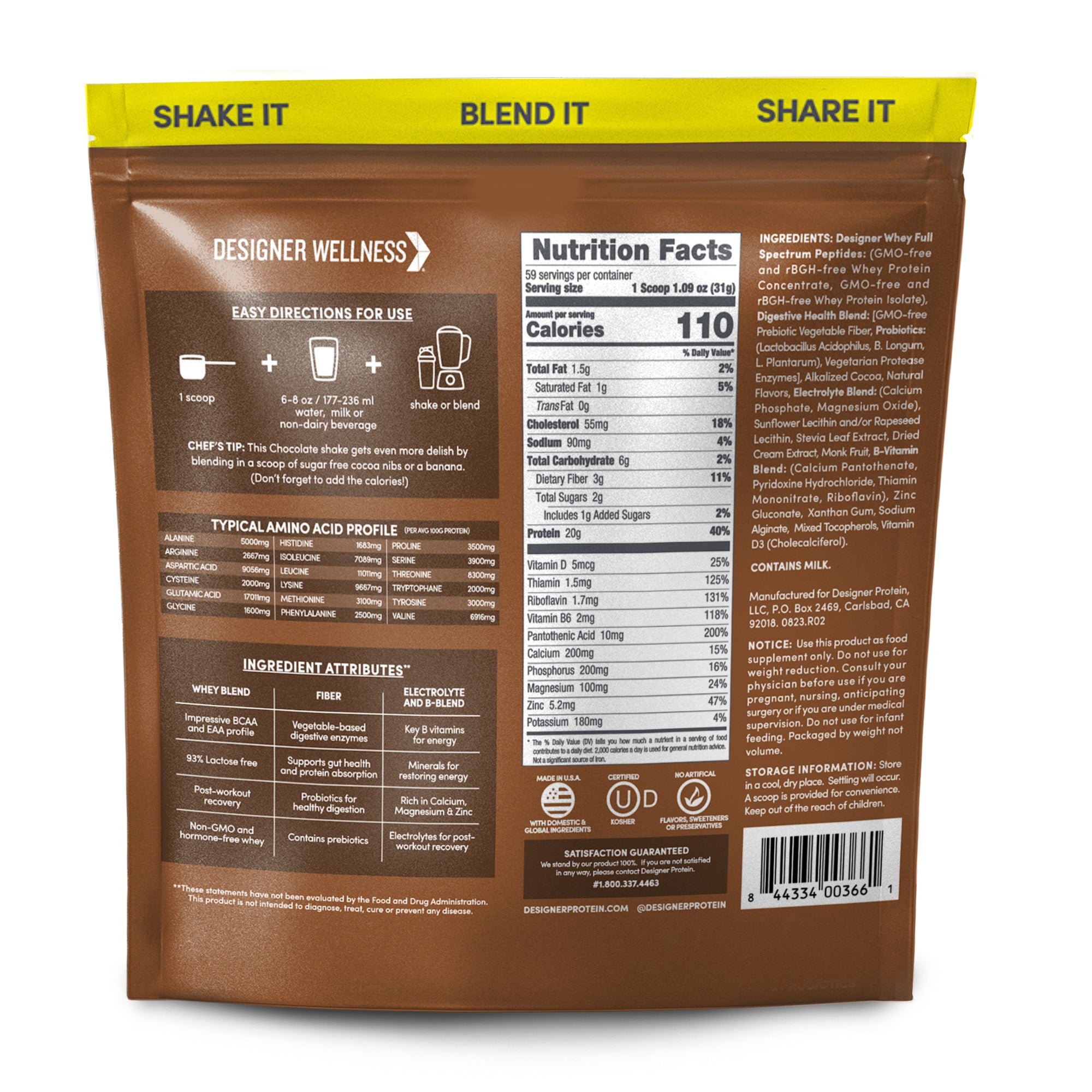 Chocolate Designer Whey 4lb Bag: 100% Whey Protein Powder | Designer Protein® (6694512689332)