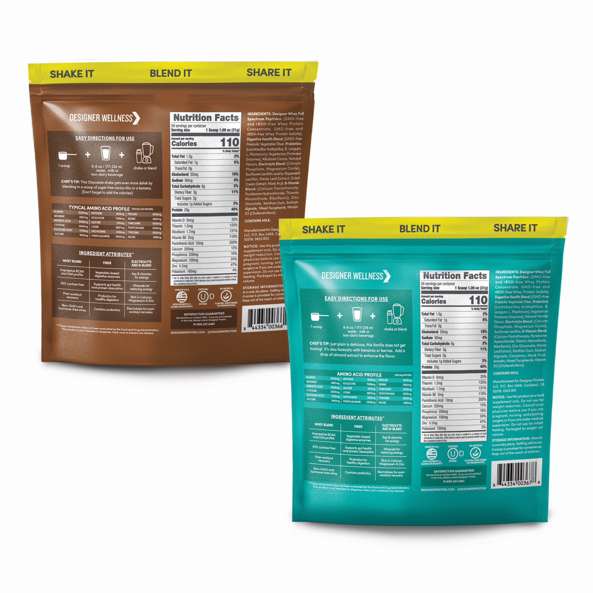 Chocolate Designer Whey 4lb Bag + Vanilla Designer Whey 4lb Bag: 100% Whey Protein Powder (7679952027874)