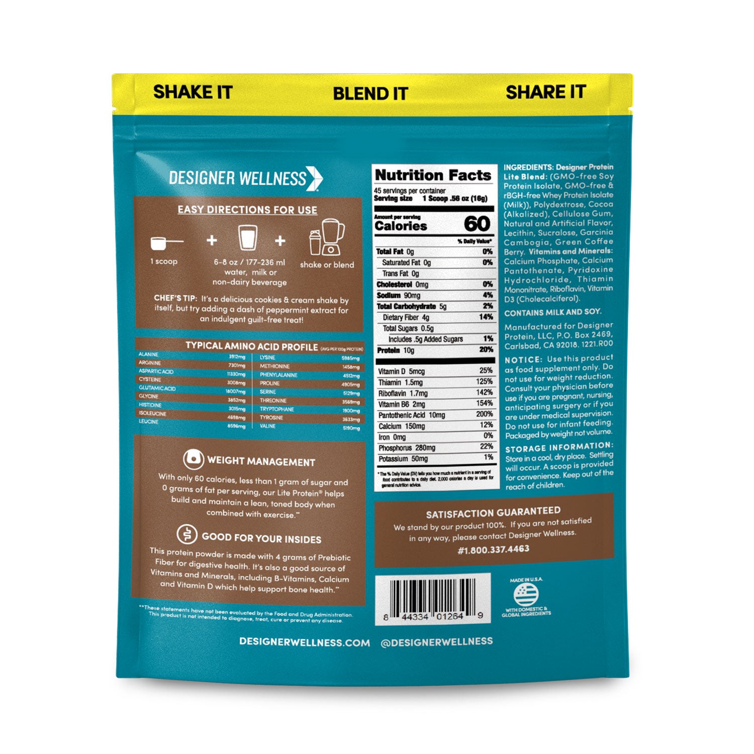 Designer Lite Cookies and Cream 1.6 lb | Designer Protein® - Designer Wellness (7601880006882)