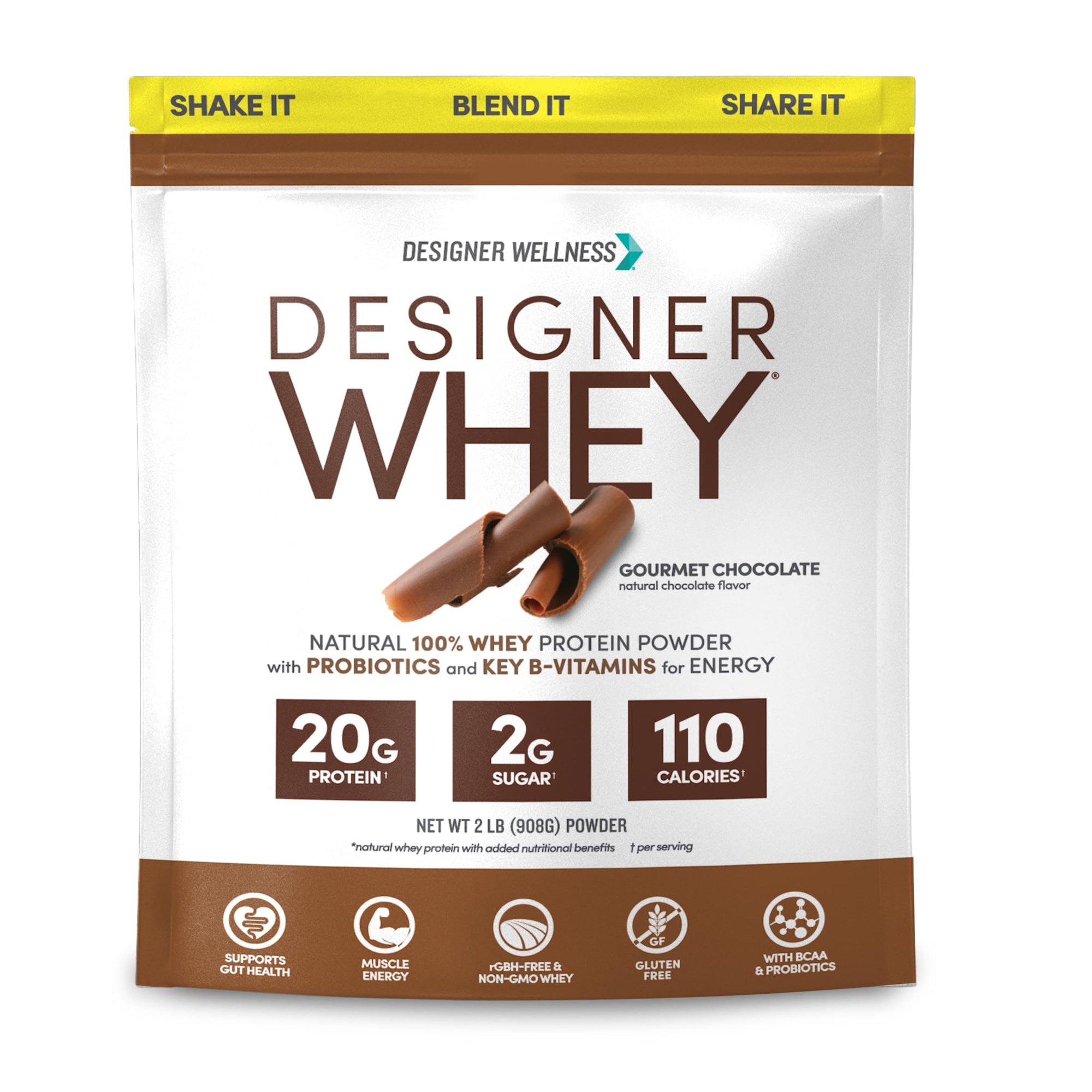 Chocolate Designer Whey 2 lb : 100% Whey Protein Powder - Designer Wellness (6696062386356)