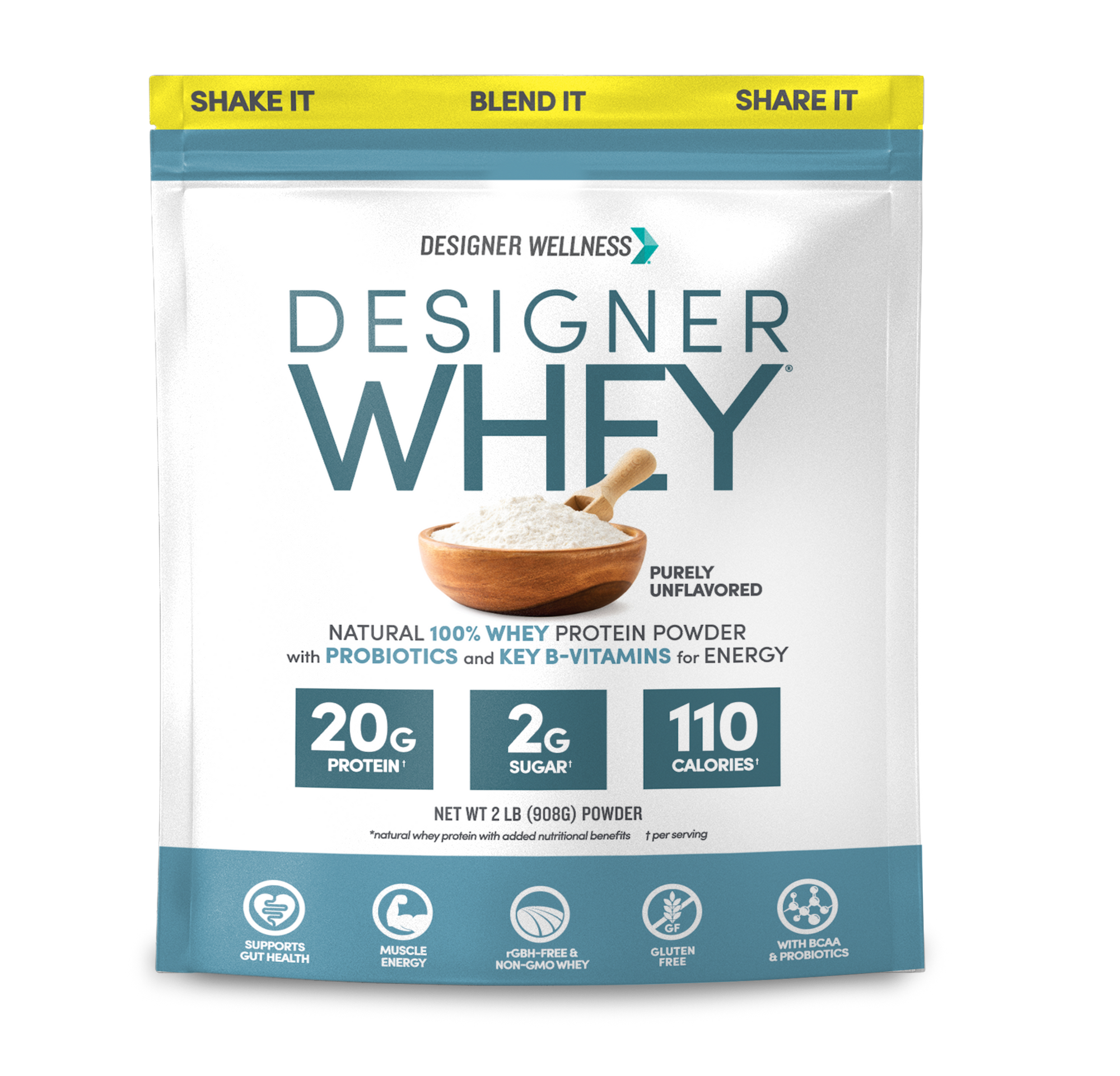 Unflavored Designer Whey 2 lb : 100% Whey Protein Powder- Designer Protein® - Designer Wellness (6865663099060)