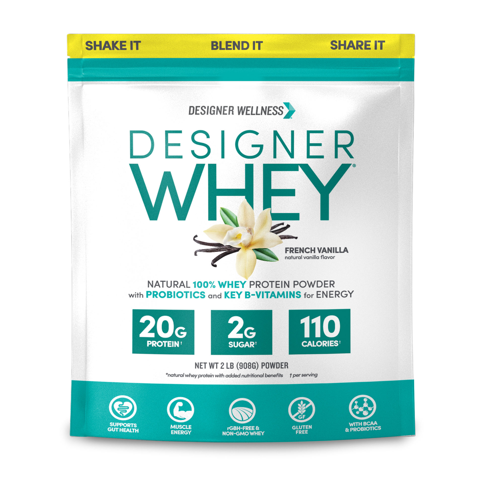 Vanilla Designer Whey 2 lb : 100% Whey Protein Powder- Designer Protein ® - Designer Wellness (6696058421428)