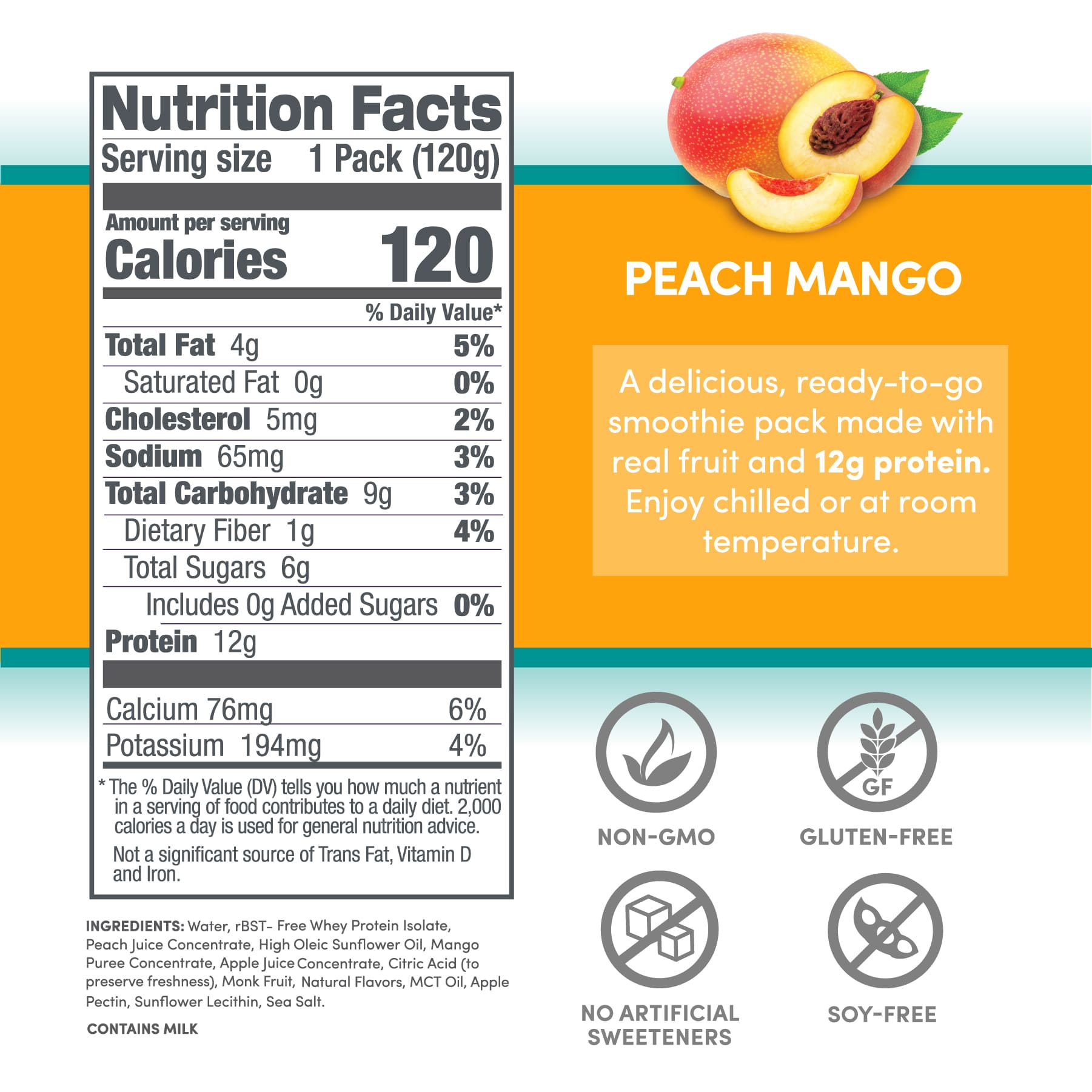 Protein Smoothie - Peach Mango 12 pack (7939643277538)
