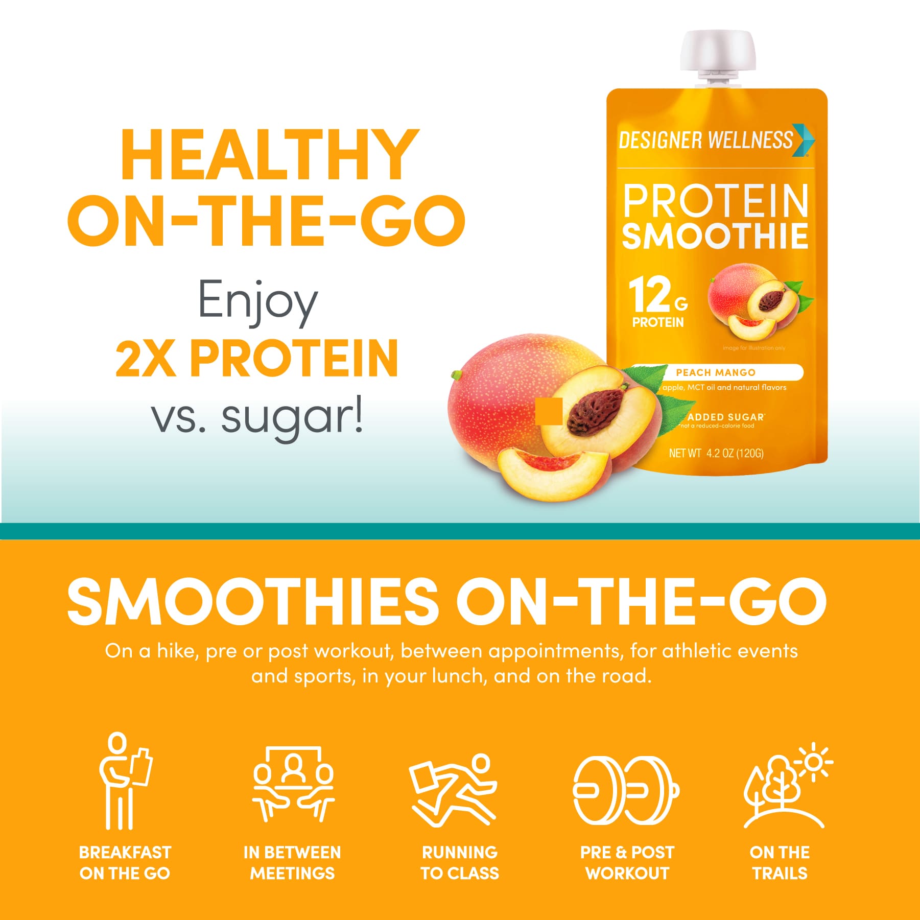 Protein Smoothie - Peach Mango 12 pack (7939643277538)