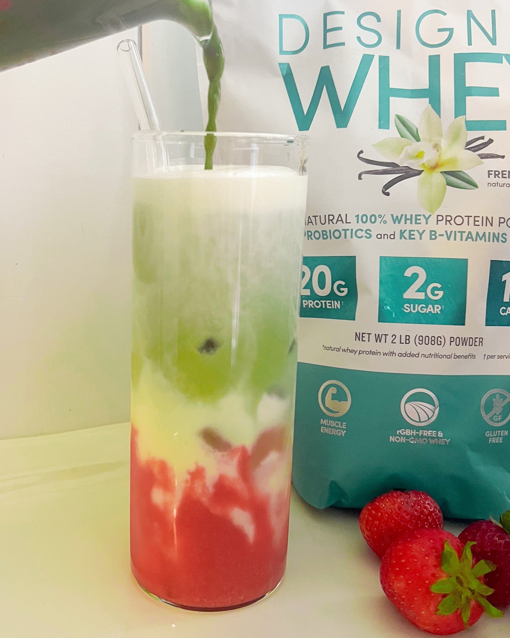 Iced Protein Strawberry Matcha