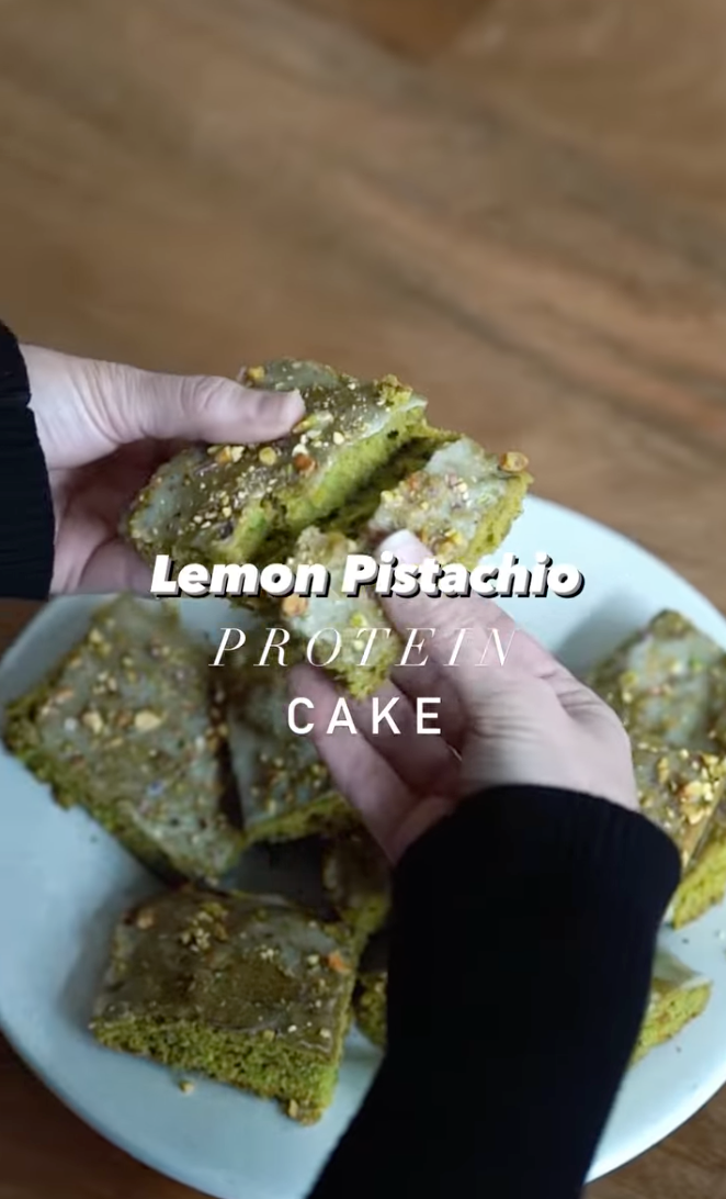 Lemon Pistachio Protein Cake 🍋