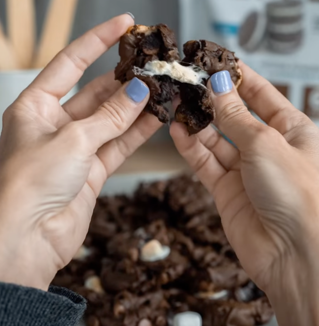 Flourless Chocolate Cookies & Cream Protein Campfire Cookies 🍪