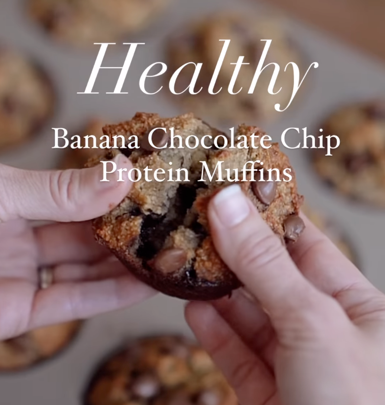 Banana chocolate chip protein muffins