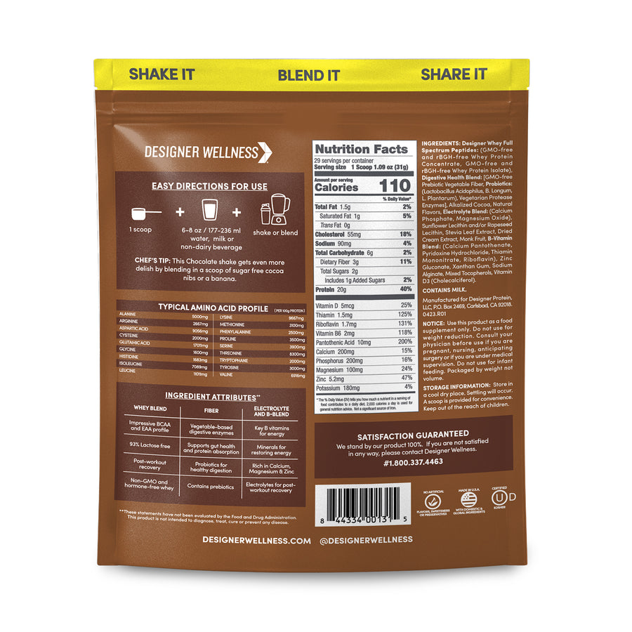 Chocolate Designer Whey 2 lb : 100% Whey Protein Powder (6696062386356)