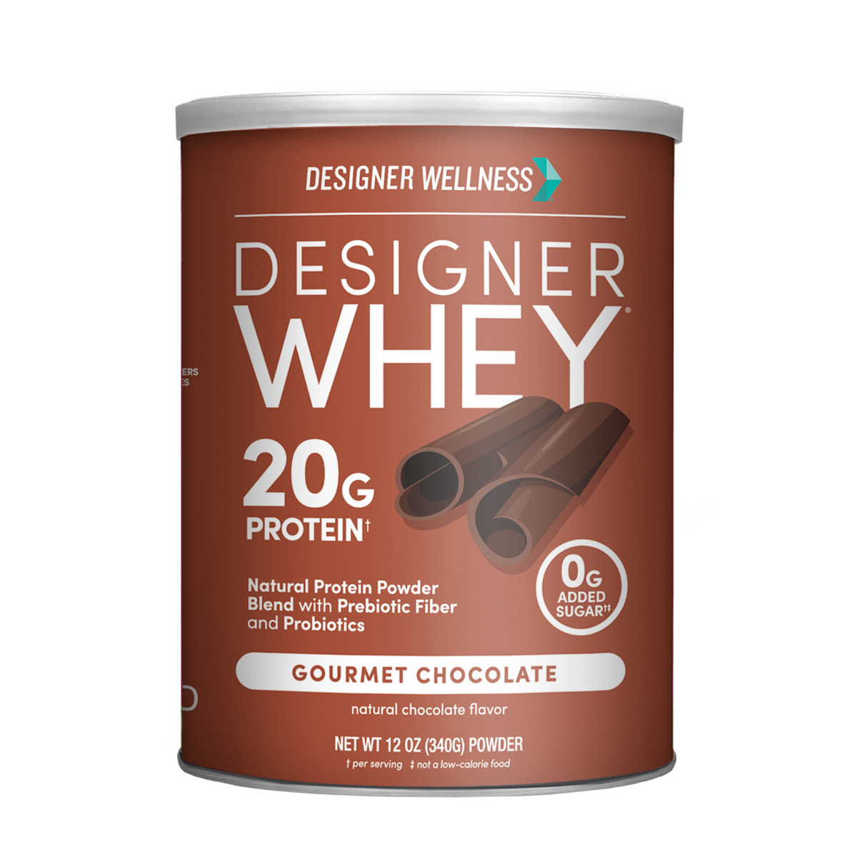 Designer Whey Gourmet Chocolate 12 oz bag, front of package
