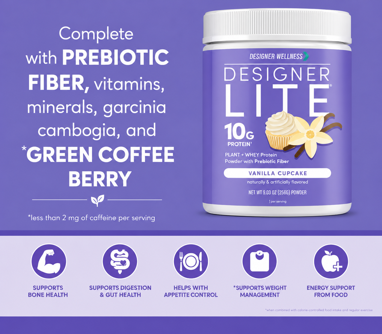 Designer Lite: Low Calorie Protein Powder | Vanilla Cupcake