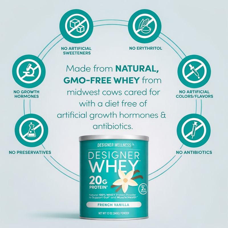 Vanilla Designer Whey 12 oz : 100% Whey Protein Powder- Designer Protein ®