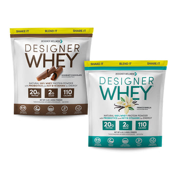 Chocolate Designer Whey 4lb Bag + Vanilla Designer Whey 4lb Bag: 100% Whey Protein Powder - Designer Wellness (7679952027874)